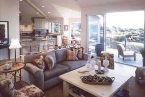 Carmel Beach House Kitchen & Living Room